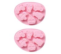 VICASKY Lot de 2 Moules en Silicone Rose pour Gâteau et Chocolat, 6 Formes Différentes de Véhicules, Moules Multifonctionnels pour Pâtisserie, Cuisson, Bonbons et Desserts Faits Maison