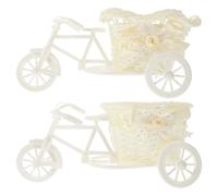 VICASKY Lot de 2 Paniers Décoratifs en Rotin Tressé pour Mariage, Accessoire Photographe et Décoration Intérieure, Mini Tricycle Créatif en Osier, Couleur Aléatoire Style Aléatoire