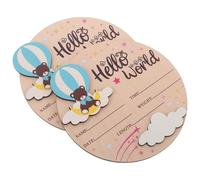 VICASKY Lot de 2 Panneaux Ronds en Bois « Bonjour Monde » Bleu Clair Accessoires Photo du Premier Jour Annonce de Naissance Ronde Solide Souvenir Bébé Mixte pour Chambre et Shower