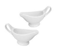 VICASKY Lot de 2 Pichets à Sauce en Céramique Blanche 15,5 X 9,1 Cm, Bateaux à Condiments pour Sauces Chaudes et Froides, Saucières pour Steak et Service de Table, Ustensiles Cuisine