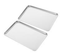 VICASKY Lot de 2 Plaques de Cuisson en Acier Inoxydable Robuste 30X20 CM Plaques Pâtisserie Anti-Rayures pour Four et Barbecue Accessoires de Cuisson pour Biscuits Gâteaux et Grillades