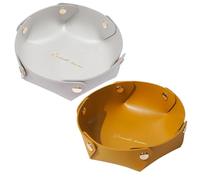 VICASKY Lot de 2 Plateaux de Rangement de Bureau en Cuir Synthétique Jaune et Gris, Multifonctionnels pour Bijoux, Maquillage et Clés, Décoratifs et Faciles à Nettoyer, pour Organisation