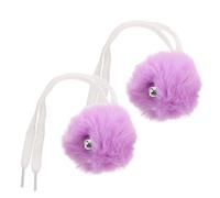 VICASKY Lot de 2 Pompons Décoratifs en Fausse Fourrure D’Autruche pour Lacets de Patins à roulettes, Boules de Poils Violettes avec Grelot, Accessoires pour Personnalisation de Chaussures