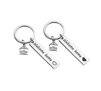 VICASKY Lot de 2 porte-clés en acier inoxydable pour porte-clés « New Home Bienvenue à la maison »