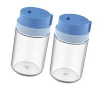VICASKY Lot de 2 Pots à Épices Rotatifs Bleus, Bouteilles D’assaisonnement Étanches en Plastique et Verre, Contenant pour Condiments la Cuisine, Sel, Poivre, Barbecue, Stockage Maison
