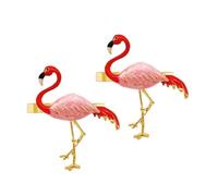 VICASKY Lot de 2 Ronds de Serviette en Alliage Rouge Flamant Rose Décorations Élégantes pour Fête Mariage et Anniversaire Accessoires Résistants à L’Usure et Antirouille pour Table