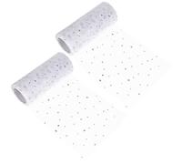 VICASKY Lot de 2 rouleaux de maille - Ruban d'emballage cadeau de Noël - Tulle souple - Jupe tutu - Ruban de tulle à paillettes - de gaze - Artisanat - Tissu grillagé - Blanc
