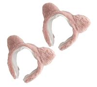 VICASKY Lot de 2 Serrage-têtes en Peluche à Oreilles de Chat, Largeur Large, Bandeaux de Maquillage et Soins du Visage pour Femmes, Doux et Confortables, pour Spa et Lavage du Visage