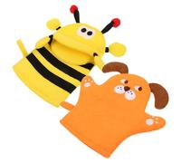 VICASKY Lot de 2 serviettes de bain de dessin animé - Marionnettes d'abeilles - de toilette - Brosse à sèche-cheveux exfoliante - Frottement instantané - Repousse-cuticules - Lavables - de