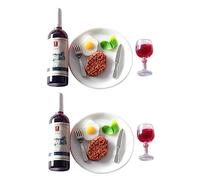 VICASKY Lot de 2 steak de vin rouge miniature pour décoration de maison de poupée Cuisine miniature réaliste pour projets et scènes de vie Durable et fidèle aux détails