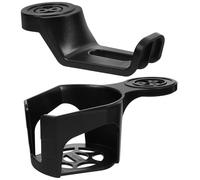 VICASKY Lot de 2 Supports de Bureau en Abs Noir Crochet pour Casque Audio et Porte-gobelet Rotatif à 360°, Accessoires Pratiques pour Organiser Bureau Informatique et Gaming, Installation