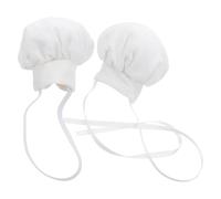 VICASKY Lot de 2 Toques de Chef Miniatures Blanches en Tissu Doux pour Poupée en Peluche 10-15 Cm, avec Élastique et Ruban, Petit Chapeau Cuisine Décoratif pour Accessoires la Cuisine