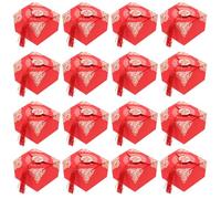 VICASKY Lot de 20 Boîtes à Bonbons Chinoises Style Mariage Petit Format Papier et Polyester Rouge Motif Creux Coffrets Présents Traditionnels pour Fêtes Emballage Gourmand et