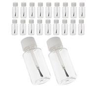 VICASKY Lot de 20 Flacons Rechargeables pour Vernis à Ongles 20 Ml en Plastique PET Transparent avec Pinceau Intégré Bouchon Blanc Hermétique Pots Applicateurs D’Huile pour Cuticules