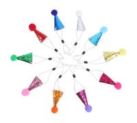 VICASKY Lot de 20 Mini Chapeaux Coniques de Fête pour Petits Animaux de Compagnie, Accessoire de Fête pour Chiens et Chats, en Cuir PU Pailleté avec Pompon, Décorations