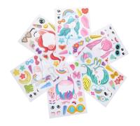 VICASKY Lot de 24 feuilles d'autocollants de dessin animé à faire soi-même - Autocollants de colocataires - Autocollants puzzle pour tout-petits