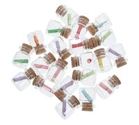 VICASKY Lot de 24 Mini Bouteilles en Verre 22 X 25 MM avec Bouchon en Liège, Petites Bouteilles Décoratives pour Loisirs Créatifs, Bocaux à Souhaits avec Papier Vierge pour Décoration