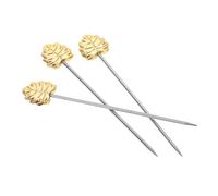 VICASKY Lot de 3 agitateurs décoratifs en forme de fruits pour cocktails, fourchettes à apéritif, pics à cocktail pour boissons, or inoxydable