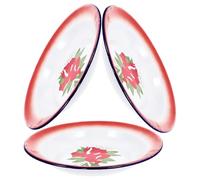 VICASKY Lot de 3 Assiettes Vintage en Émail Rondes 20 CM pour Service Alimentaire, Fondue et Barbecue, Usage Professionnel et Familial Style Aléatoire