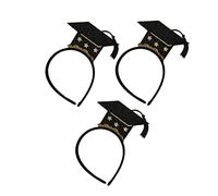 VICASKY Lot de 3 bandeaux de remise de diplôme pour bonnets de remise de diplôme - Félicitations - Serre-tête - Accessoire de coiffure - Filet à cheveux - Mini chapeau doré
