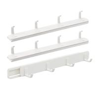 VICASKY Lot de 3 Crochets Coulissants Adhésifs pour Rail, Porte-manteaux 4 Griffes Multiusage, Organisateur Gain de Place Cuisine, Salle de Bain et Buanderie, Porte-cintres Réglable