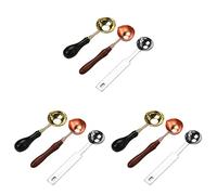 VICASKY Lot de 3 cuillères à cire à cacheter en métal vieilli avec manche en bois et acier inoxydable pour enveloppes, invitations, caisses à vin