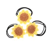 VICASKY Lot De 3 Élastiques à Cheveux Fleuris En Coton Tournesol Taille Moyenne Crochetés Élastiques Pour Queue De Cheval Femmes Cheveux Fins Ou Bouclés Bracelet Charmant