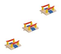 VICASKY Lot de 3 jouets sur rail en bois DIY Barricade Modèle Barricade Jouet de traction Jouet DIY Train Bloc de rue Garde-corps décoratif