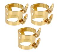 VICASKY Lot de 3 Ligatures Ajustables en Laiton Doré pour Saxophone Alto, Pince à Double Vis, Accessoires Légers et Compacts pour Musiciens Débutants et Étudiants, Fixation