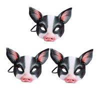 VICASKY Lot de 3 masques de cochon - Costume d'Halloween - Démon de cochon - Masque pour adulte - Masque demi-boule - Masque de mascarade - Robe adulte - Décoration animal