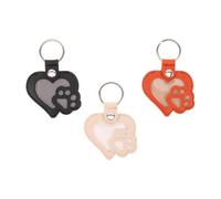 VICASKY Lot de 3 Porte-Clés Commémoratifs en Cuir PU Noir Orange et Crème Porte-Clés Remplissable pour Poils D’Animaux Souvenir pour Chiens et Chats Accessoire Pratique pour Rangement