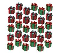 VICASKY Lot de 30 Boîtes Miniatures en Résine Rouge et Verte pour Maison de Poupée Décorations de Noël Miniatures Figurines de Noël en Résine Ornements Festifs pour Décoration de Fêtes