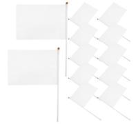 VICASKY Lot de 30 Mini Drapeaux Blancs Unis à Main en Polyester Résistant Petits Drapeaux sur Hampe pour Loisirs Créatifs Événements Sportifs Défilés et Décorations Extérieures