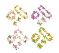 VICASKY Lot de 4 accessoires de cheveux à fleurs pour bandeau à thème hawaïen, bracelet et collier pour les fêtes et les photos inoubliables, matériau en tissu doux pour la peau vivant