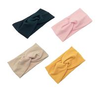 VICASKY Lot de 4 bandeaux à nœuds en coton pour cheveux élastiques de yoga, noir/vert, gingembre, beige et accessoires de cheveux élégants pour le sport et les loisirs
