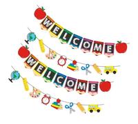 VICASKY Lot de 4 Bannières de Fête de Rentrée Scolaire en Papier Couleur Vive 2 Modèles « Bienvenue » et « Rentrée » Décoration Suspendue pour Salle de Classe et Accueil des Élèves