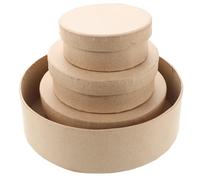 VICASKY Lot de 4 Boîtes Rondes en Papier Kraft Naturelles avec Couvercles, Tailles Variées, Boîtes Plates pour Emballage Présent Diy, Mariage, Fleurs, Bonbons et Souvenirs