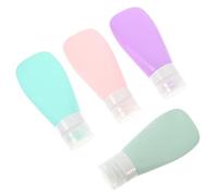 VICASKY Lot de 4 bouteilles de voyage en silicone rechargeables - Récipients anti-fuite pour shampooing, après-shampoing, gel douche, légers et durables - Pour articles de toilette