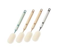 VICASKY Lot de 4 Brosses à Bouteille Multifonctionnelles Manche Amovible en Pp et Éponge, Longue Brosse de Nettoyage pour Biberons, Tasses et Gobelets, Couleurs Kaki, Vert et Gris,