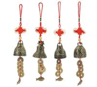 VICASKY Lot de 4 Carillons Éoliens Feng Shui en Métal Motifs Dragon Phénix Paon et Poissons Accessoires de Décoration Intérieure Suspendus pour Attirer la Fortune et la Chance