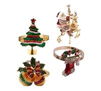 VICASKY Lot de 4 de en Alliage Rouge et Vert Motifs Père Cloche et Sapin Décorations pour Banquet et Dîner de Fête