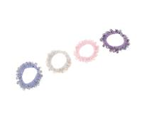 VICASKY Lot de 4 Élastiques à Cheveux Duveteux en Fausse Fourrure Carrée Ornés de Strass, Haute Élasticité, Couleurs Pourpre Rose Clair Gris Bleu, Accessoires Mode pour Femmes et Filles,