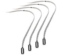 VICASKY Lot de 4 Extensions Synthétiques à Clips Queue de Cheval Tressée Style Boxe Fibres Résistantes à la Chaleur Couleur Blanc Thé Gris Légères et Faciles à Coiffer pour Sport et