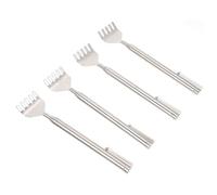 VICASKY Lot de 4 Grattoirs Corporels en Acier Inoxydable Extensibles Argentés Outil Pratique de Massage et Griffe à Gratter pour Dos Jambes et Zones Difficiles D’Accès Accessoire