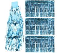 VICASKY Lot de 4 Jupes de Table à Franges Décoratives Festives, 275 X 75 Cm, Couleur Bleu Clair, Rideau Décoratif Polyvalent pour Mariage, Anniversaire et Fête, Accessoire Léger et Facile