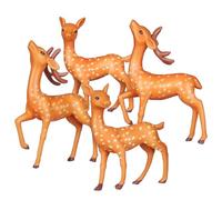 VICASKY Lot de 4 Mini Figurines de Cerfs en PVC Décoratives Petites Sculptures Animales pour Gâteau et Micro-Paysage Ornements Forestiers Réalistes pour Bureau et Maison Décoration