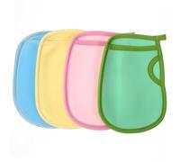 VICASKY Lot de 4 Moufles Exfoliants Corps Doux et Lavables, Taille Garçon et Filles, Élimination des Peaux Mortes, Usage Bain et Bain, Couleurs Assorties (bleu, Rose, Vert, Jaune