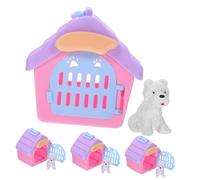 VICASKY Lot de 4 niches pour animaux de compagnie - Mini cage pour animaux de compagnie - Mini accessoires - Mini jouet miniature - Décoration de la maison - Pour enfants - Faites comme si vous jouiez