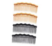 VICASKY Lot de 4 peignes à cheveux en plastique avec dents - Accessoires de cheveux durables - Noir - Pour coiffures et coiffures de toutes les couleurs