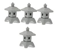 VICASKY Lot de 4 petites pagodes en grès pour décoration de paysage Figurines de pagodes de jardin chinoises pour la décoration de bonsaï et de paysages de jardin